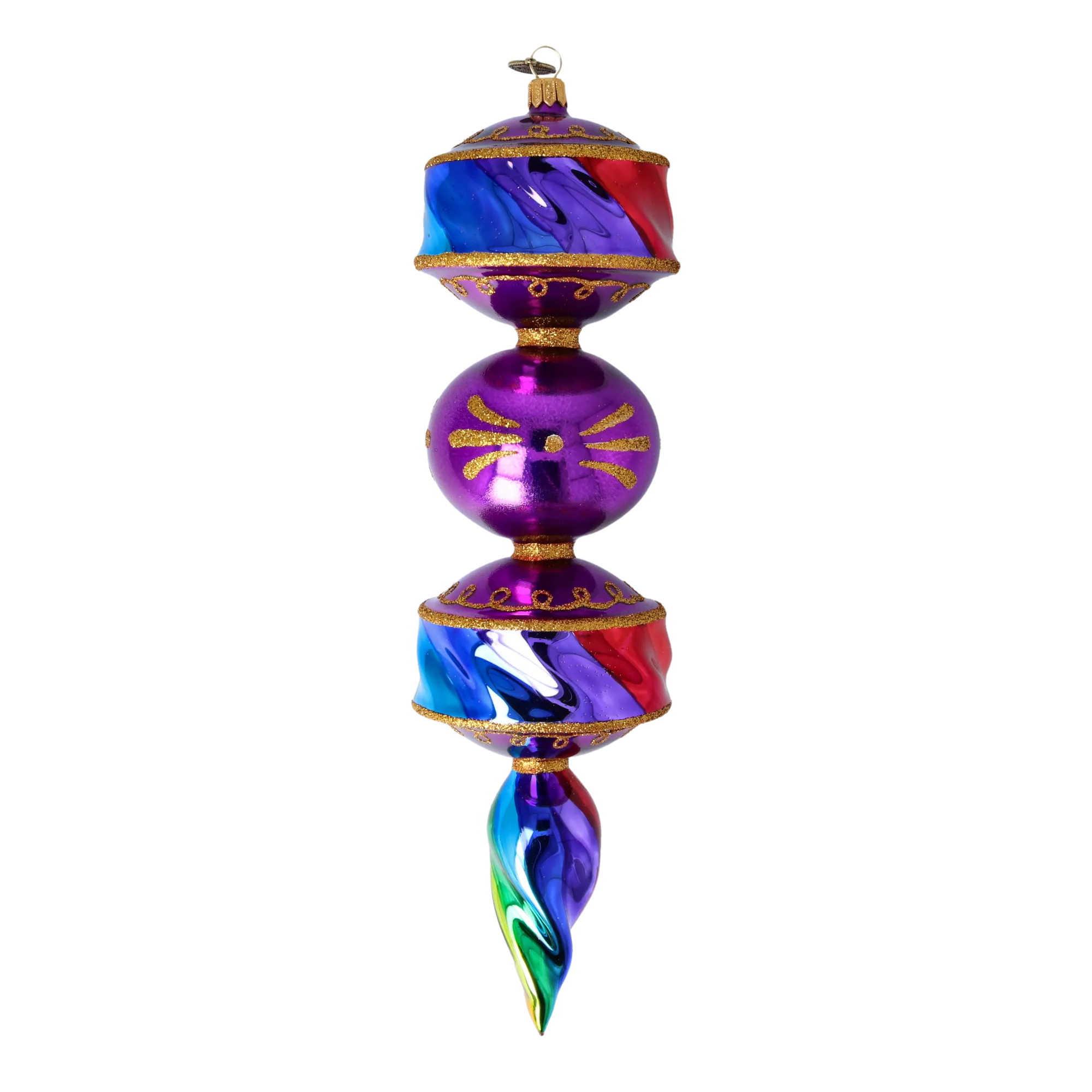 Majestic Rainbow Drop. Handmade Glass Christmas ornament. 2022-256