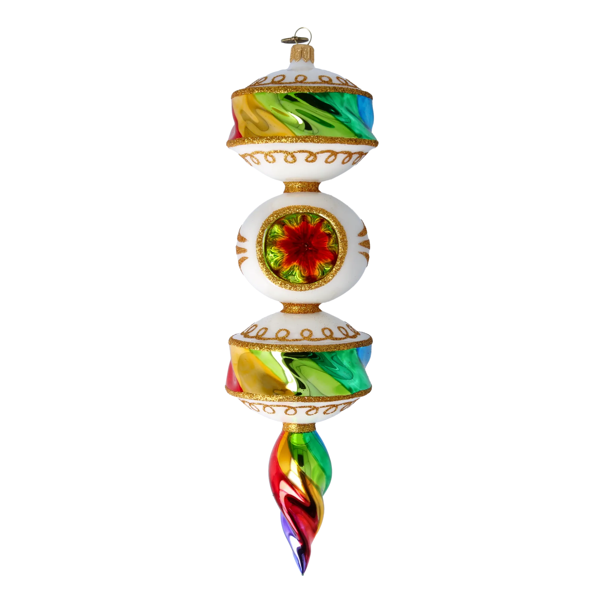 Rainbow Prism Drop Handmade Glass Christmas ornament 2022-257