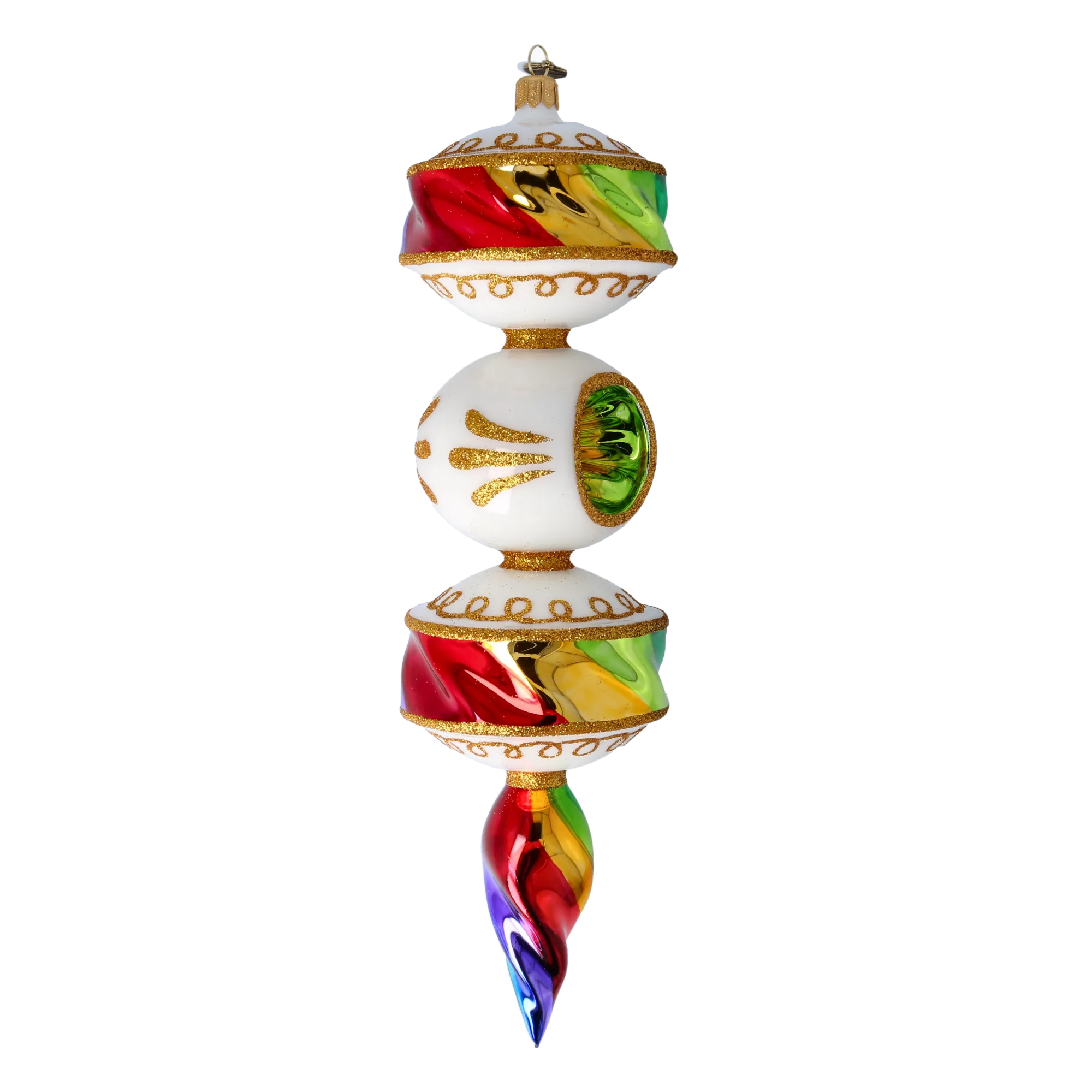 Rainbow Prism Drop Handmade Glass Christmas ornament 2022-257