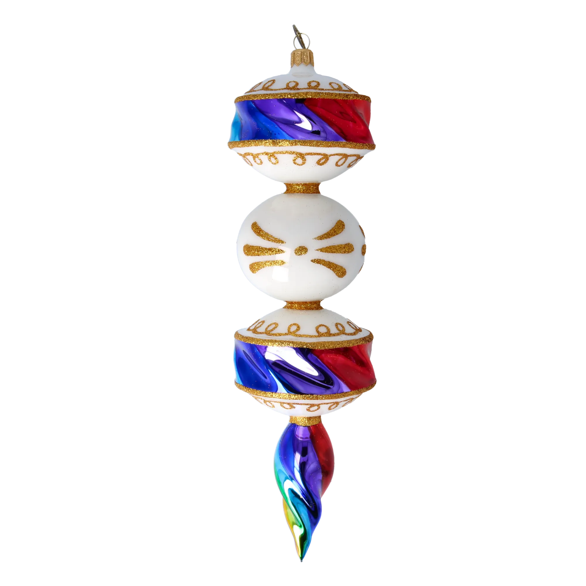 Rainbow Prism Drop Handmade Glass Christmas ornament 2022-257