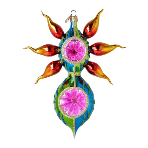 Vivid Solstice Pulse | Hand-Painted Glass Ornament | Blubom 2022-259