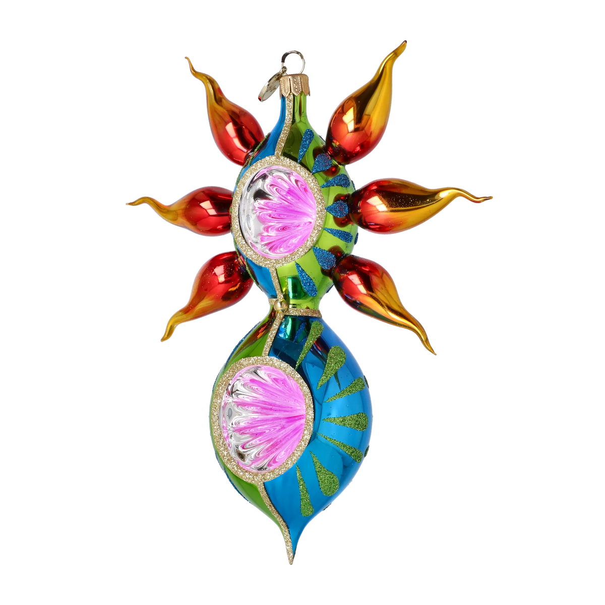 Vivid Solstice Pulse | Hand-Painted Glass Ornament | Blubom 2022-259