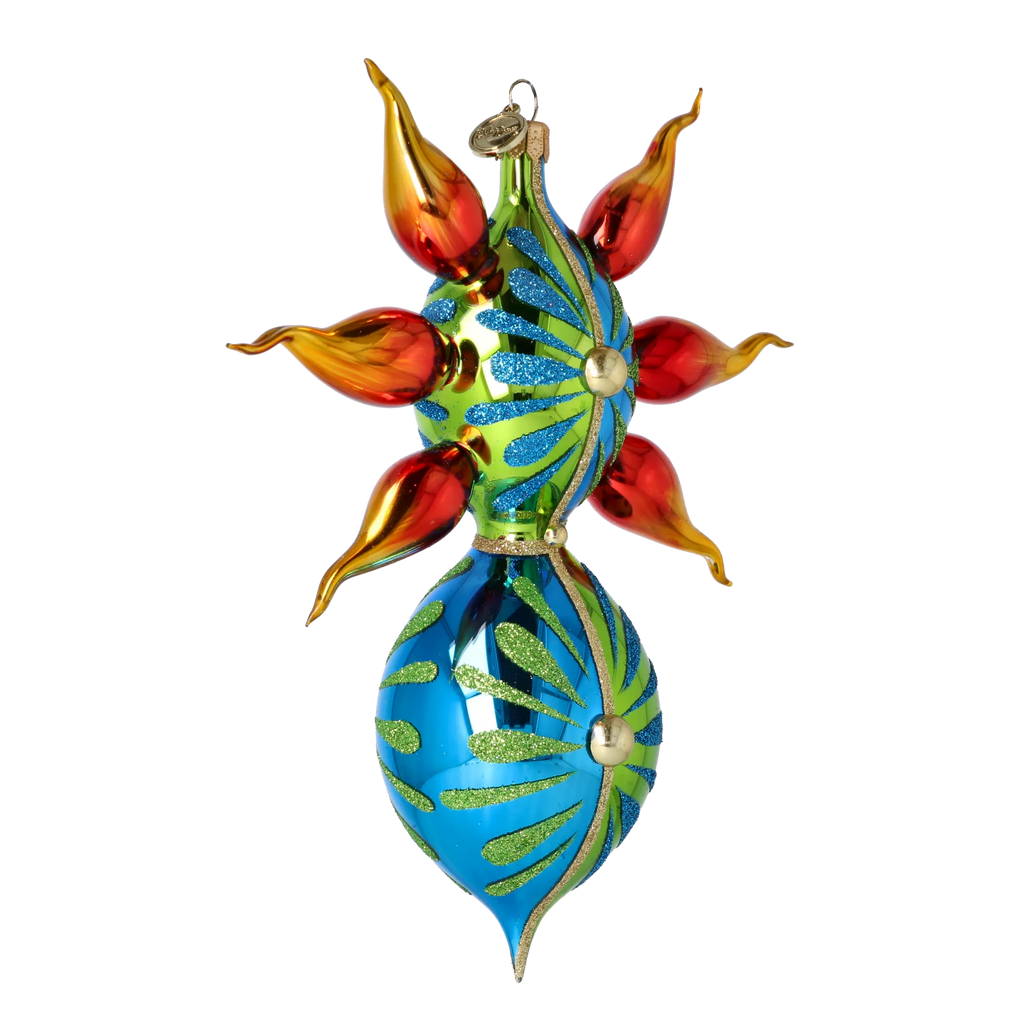 Vivid Solstice Pulse | Hand-Painted Glass Ornament | Blubom 2022-259