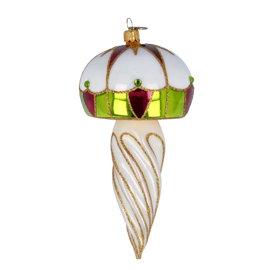 Gilded Emerald Mushroom Premium christmas glass ornament 2022-261