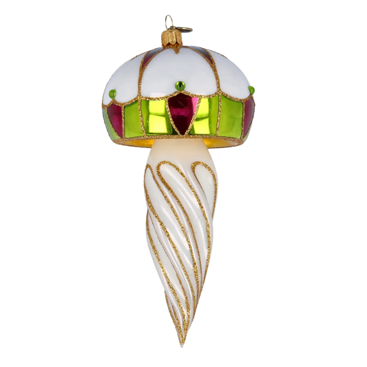 Gilded Emerald Mushroom Premium christmas glass ornament 2022-261