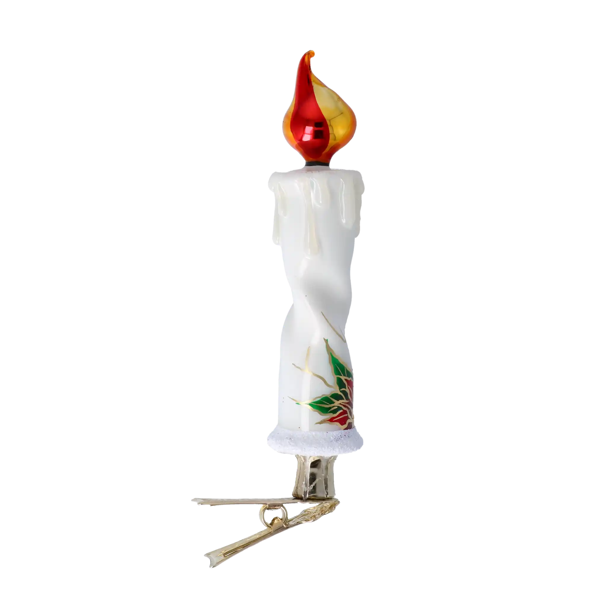 Świeczka z kwiatem Gwiazdy Betlejemskiej Klips Szklana Ozdoba