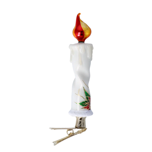 Świeczka z kwiatem Gwiazdy Betlejemskiej Klips Szklana Ozdoba