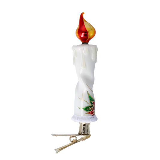 Poinsettia Flame Candle Handmade Glass Christmas ornaments 2022-265