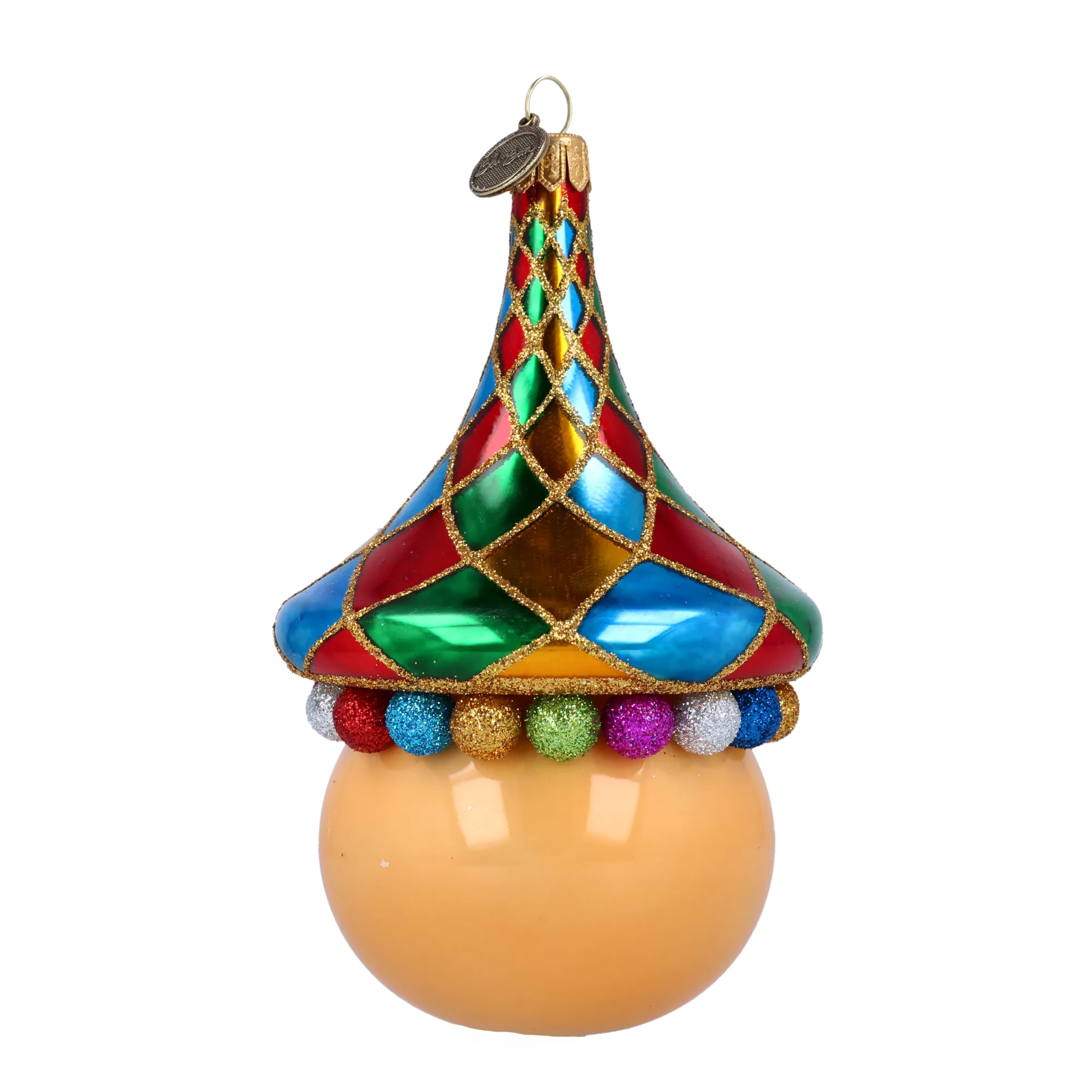 Merry Clown in a Circus Hat. Handmade Glass Christmas ornament. 2022-271