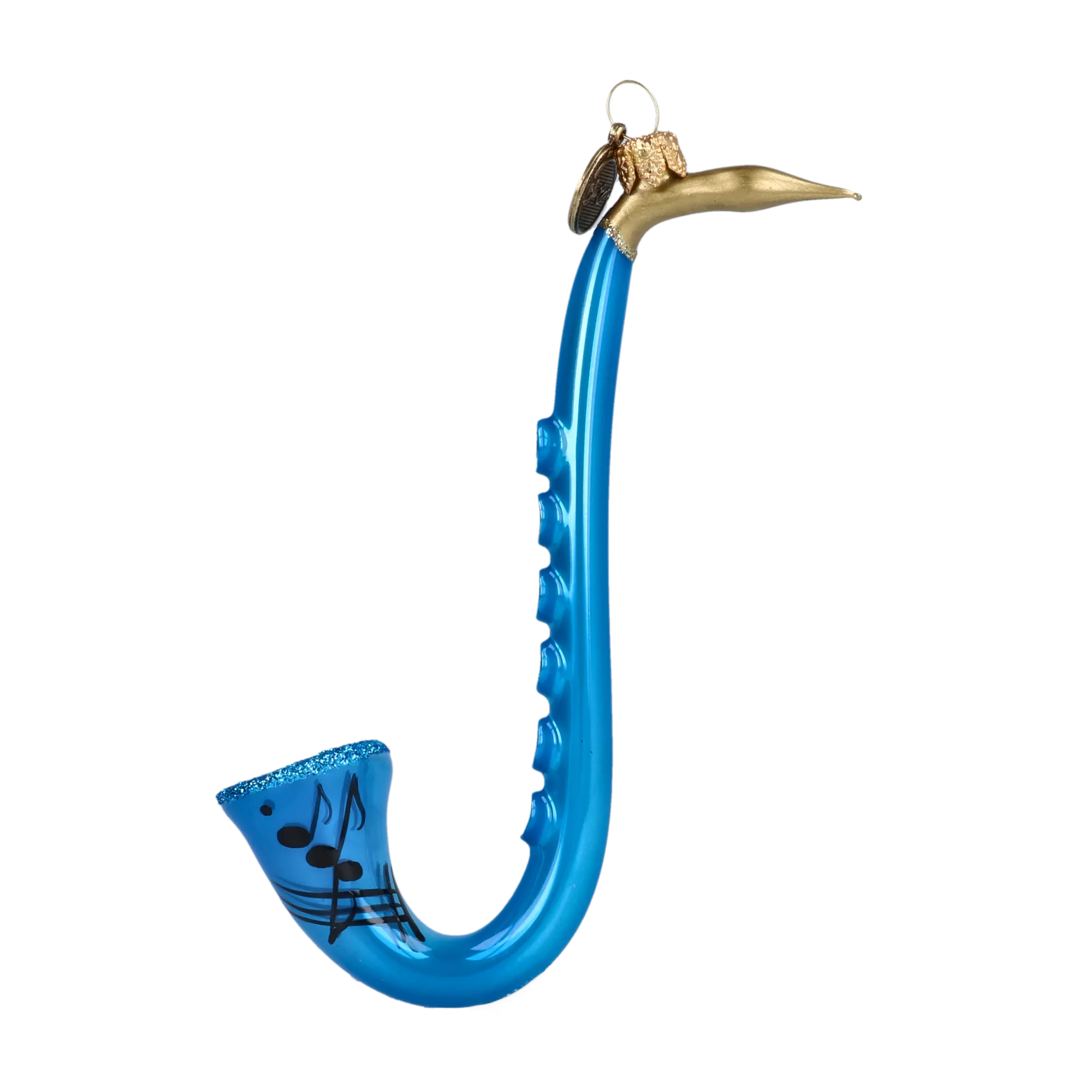 Azure Blue Saxophone Premium christmas glass ornament 2022-287