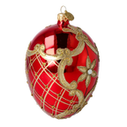 Scarlet Sovereign Reverie | Hand-Painted Glass Ornament | Blubom 2022-287