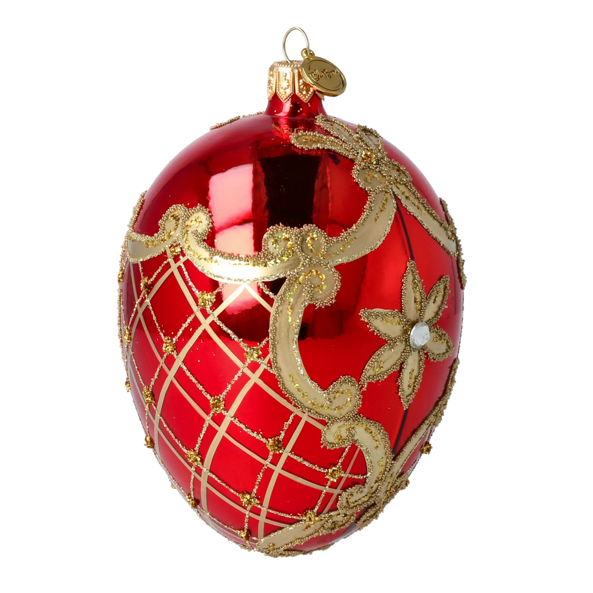 Scarlet Sovereign Reverie | Hand-Painted Glass Ornament | Blubom 2022-287