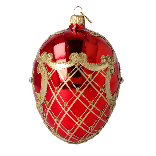 Scarlet Sovereign Reverie | Hand-Painted Glass Ornament | Blubom 2022-287