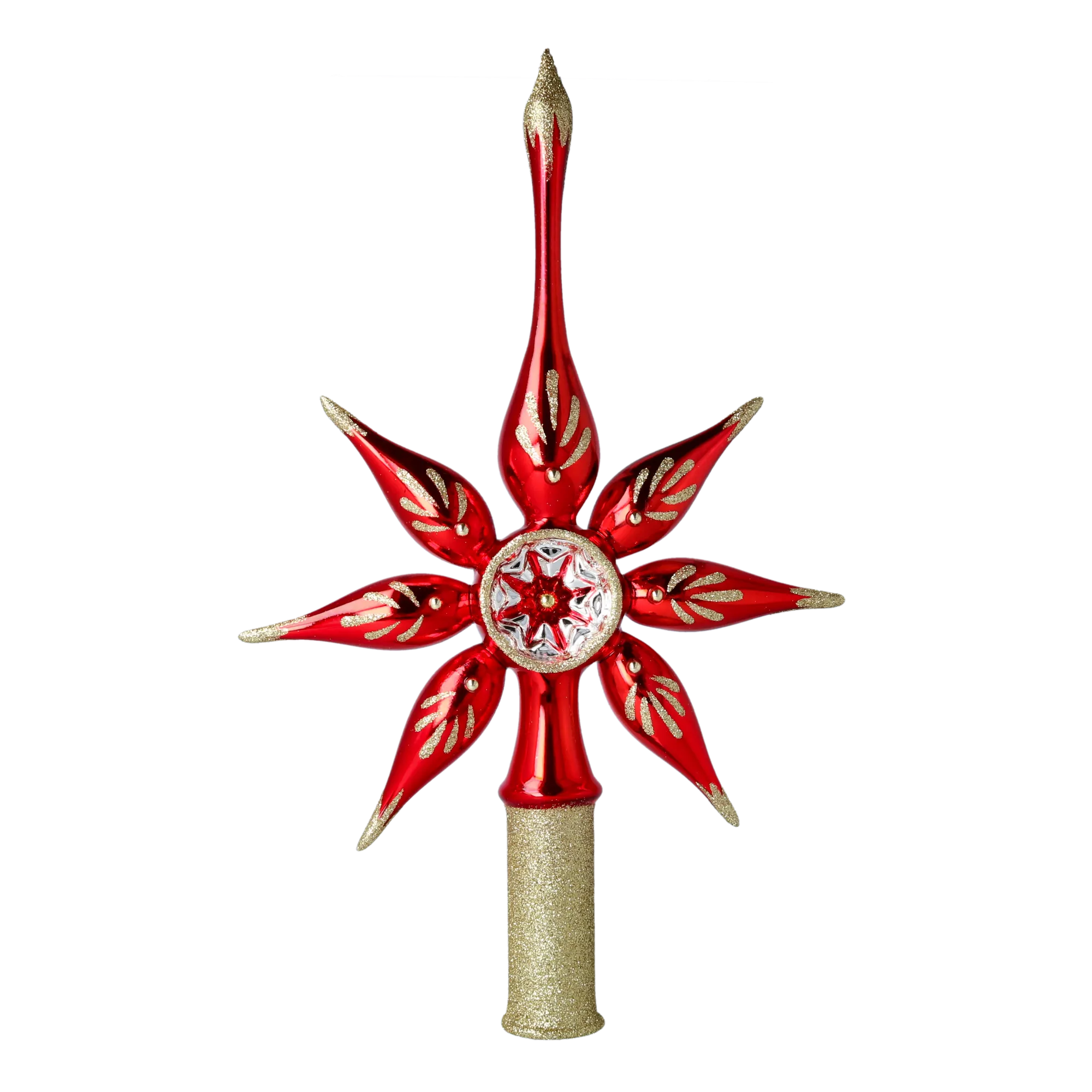 Red star. Handmade Glass Christmas ornament. 2022-293