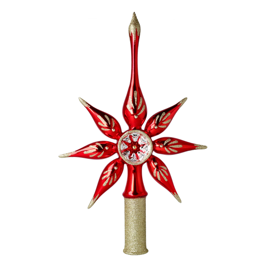 Red star. Handmade Glass Christmas ornament. 2022-293