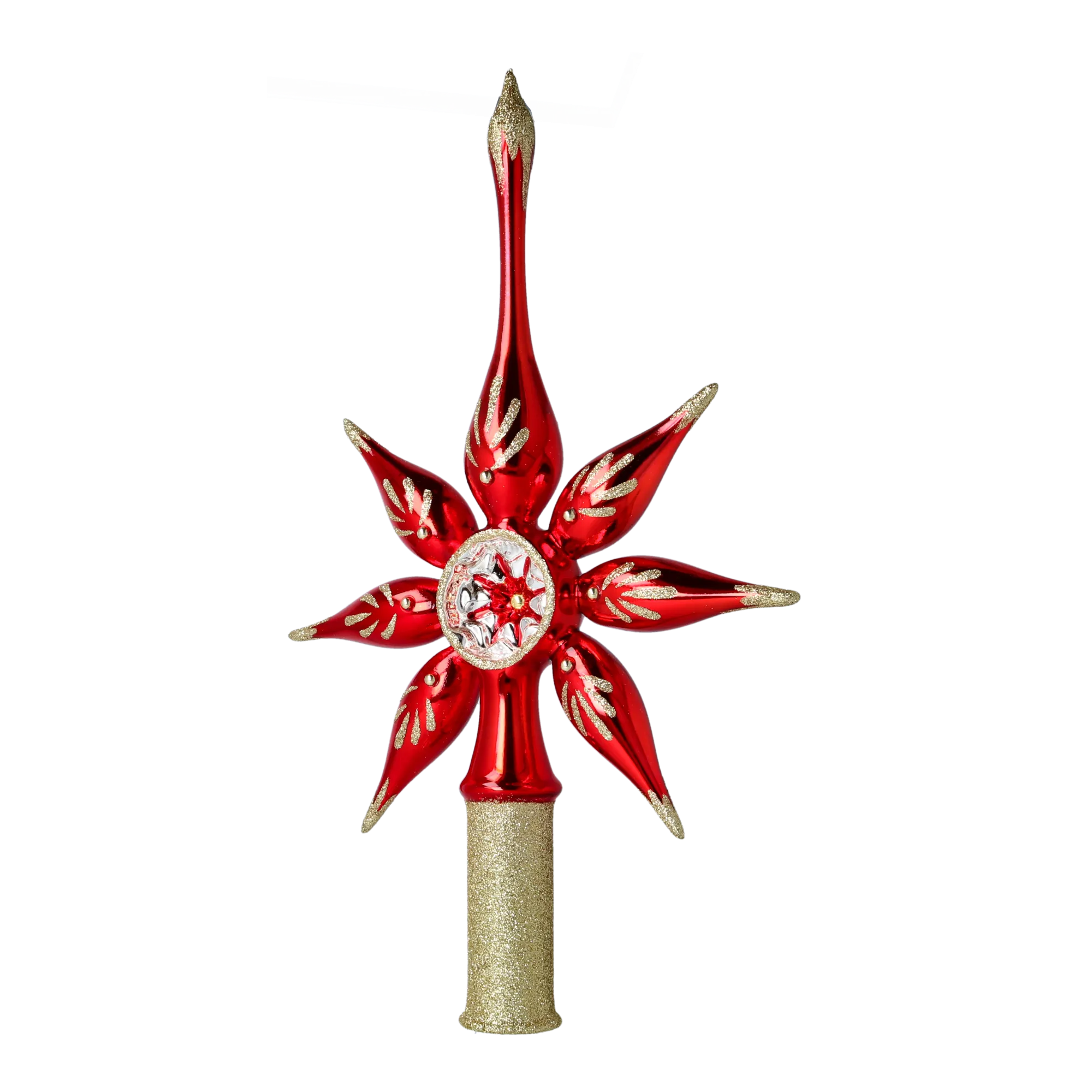 Red star. Handmade Glass Christmas ornament. 2022-293