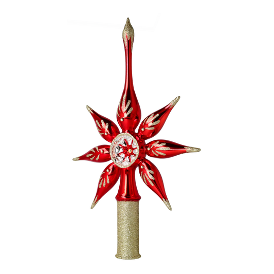 Red star. Handmade Glass Christmas ornament. 2022-293