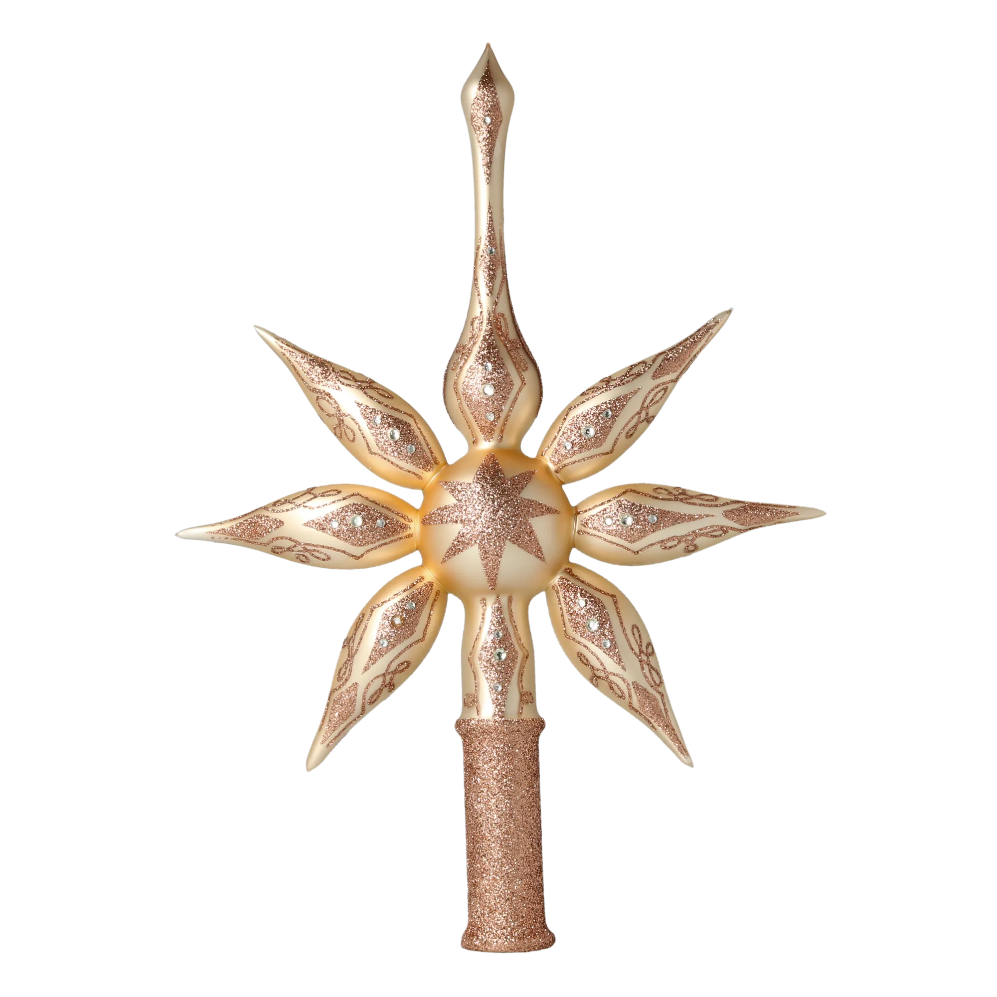 Spitz Champagne Star. Handmade Glass Christmas ornament. 2022-300