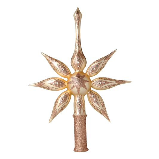 Spitz Champagne Star. Handmade Glass Christmas ornament. 2022-300