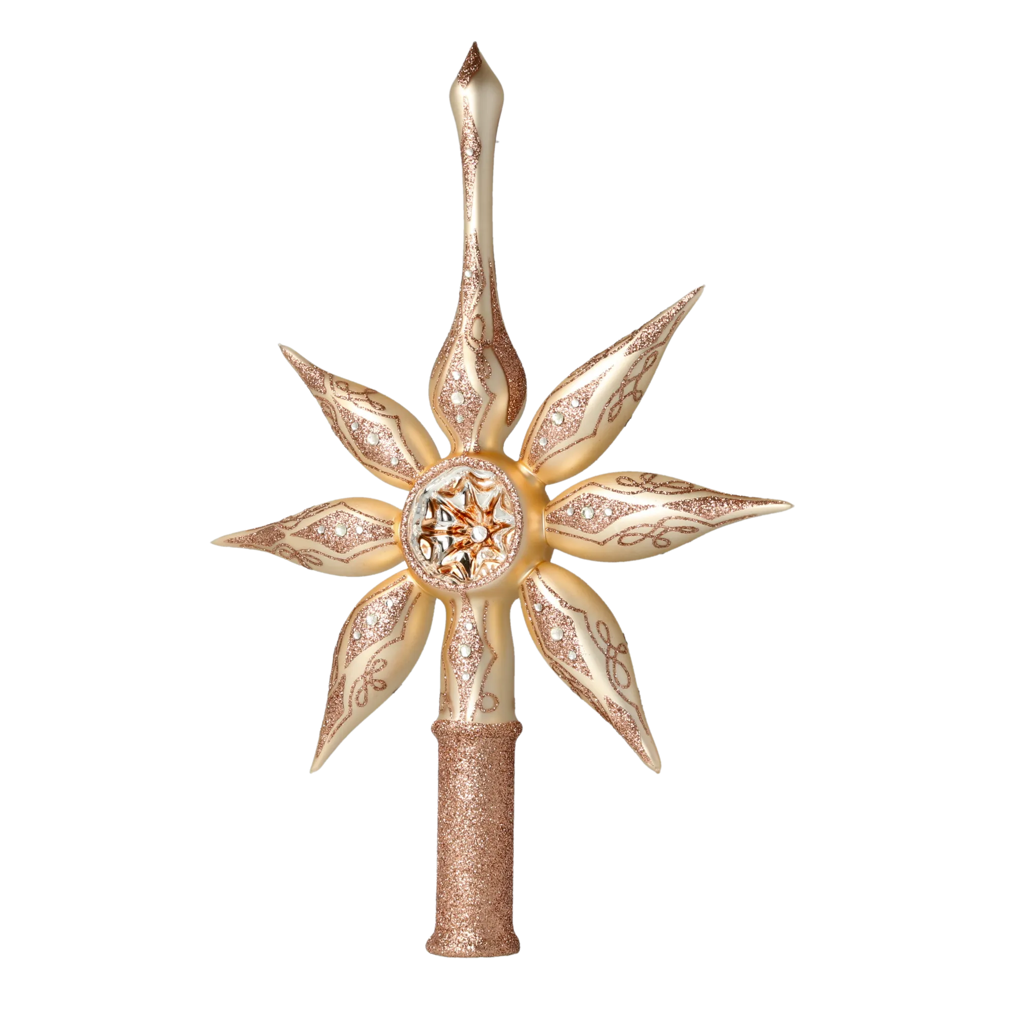 Spitz Champagne Star. Handmade Glass Christmas ornament. 2022-300