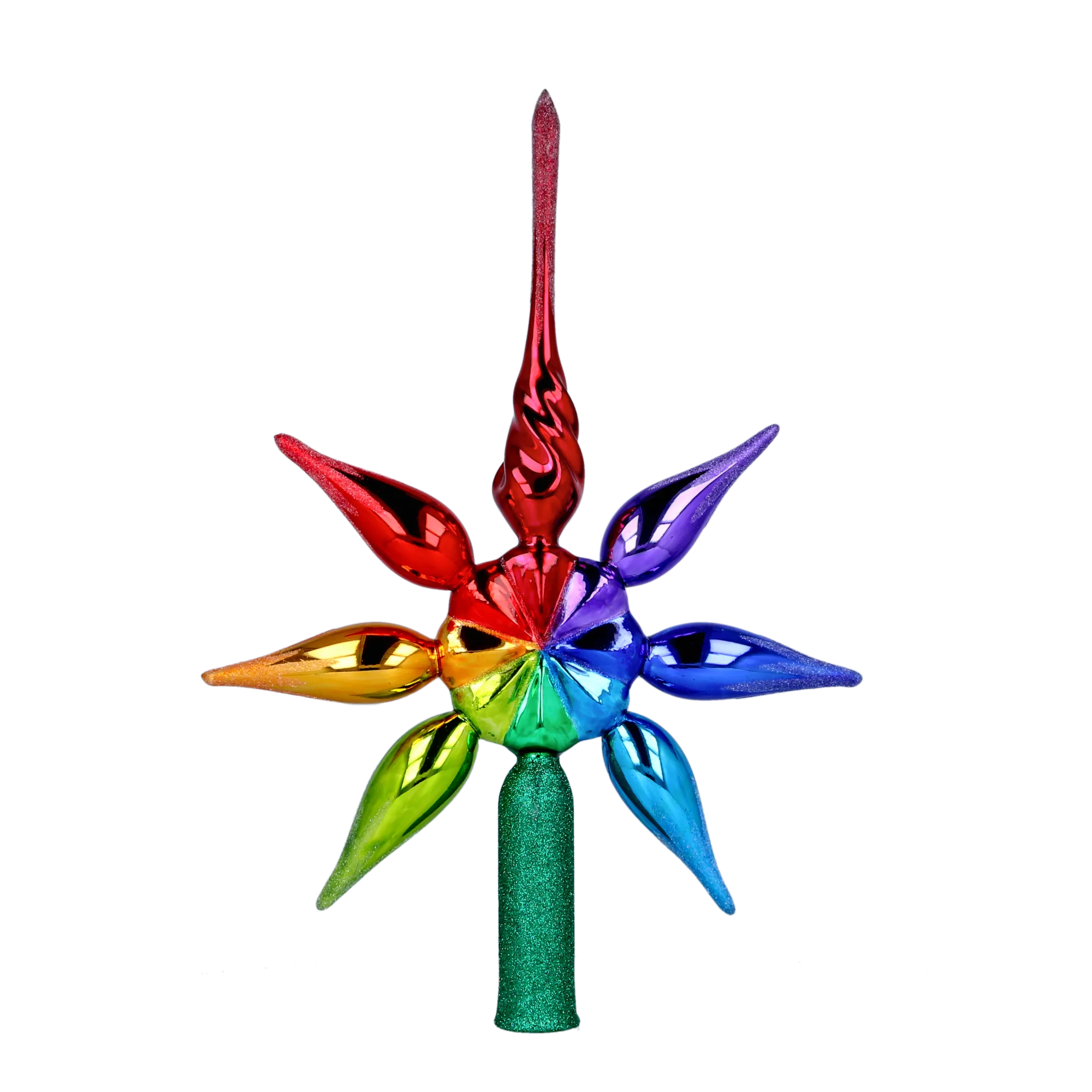 Rainbow star. Handmade Glass Christmas ornament. 2022-302
