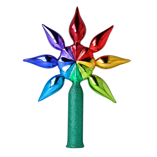 Colored Star Handmade Glass Christmas ornament. 2022-303