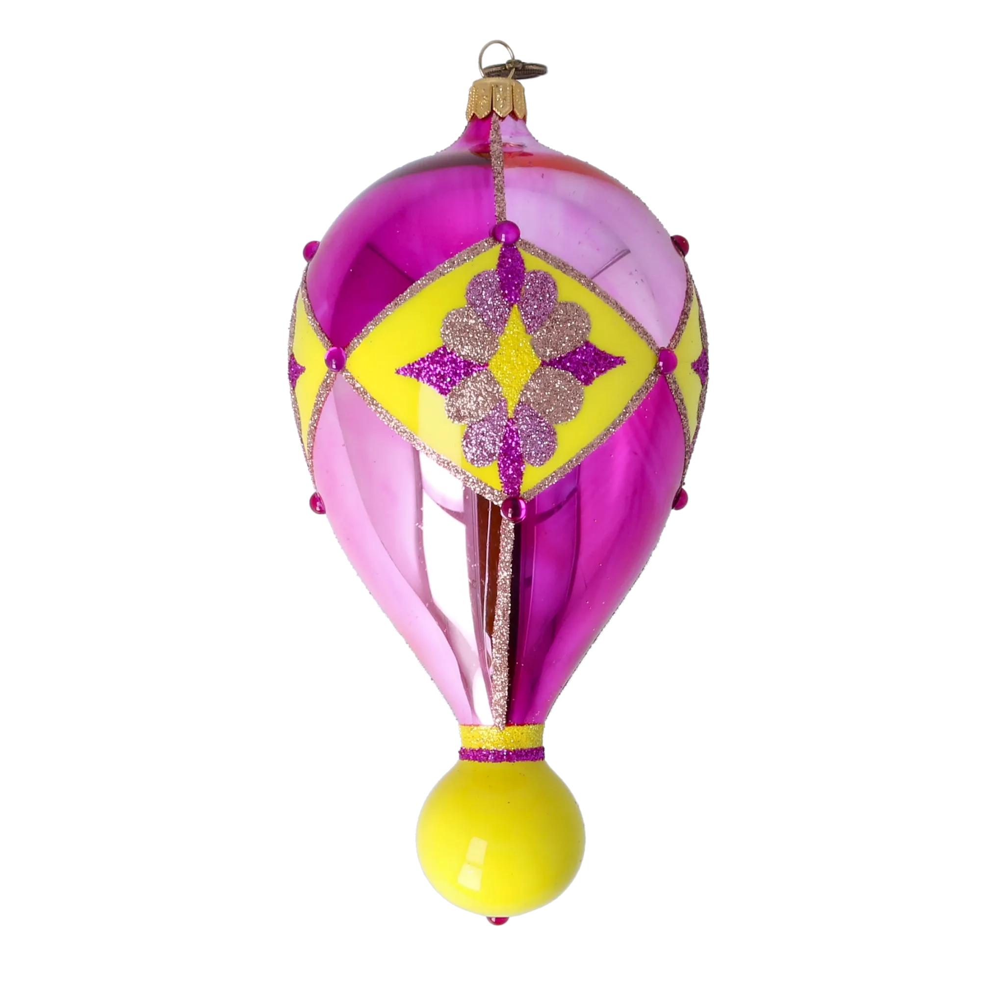 Fuchsia Sunburst Drop Premium christmas glass ornament 2022-311