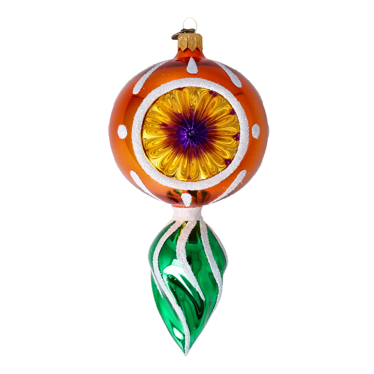 Saffron Aurora Echo | Hand-Painted Glass Ornament | Blubom 2022-313