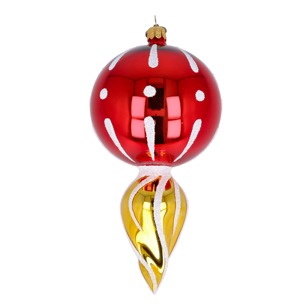 Scarlet Solar Echo | Hand-Painted Glass Ornament | Blubom 2022-314