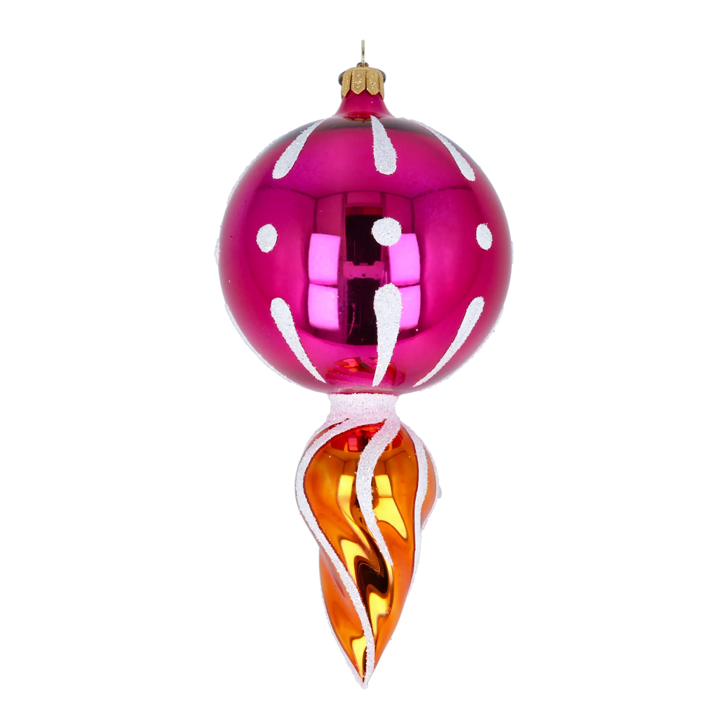 Magenta Dawn Resonance | Hand-Painted Glass Ornament | Blubom 2022-316