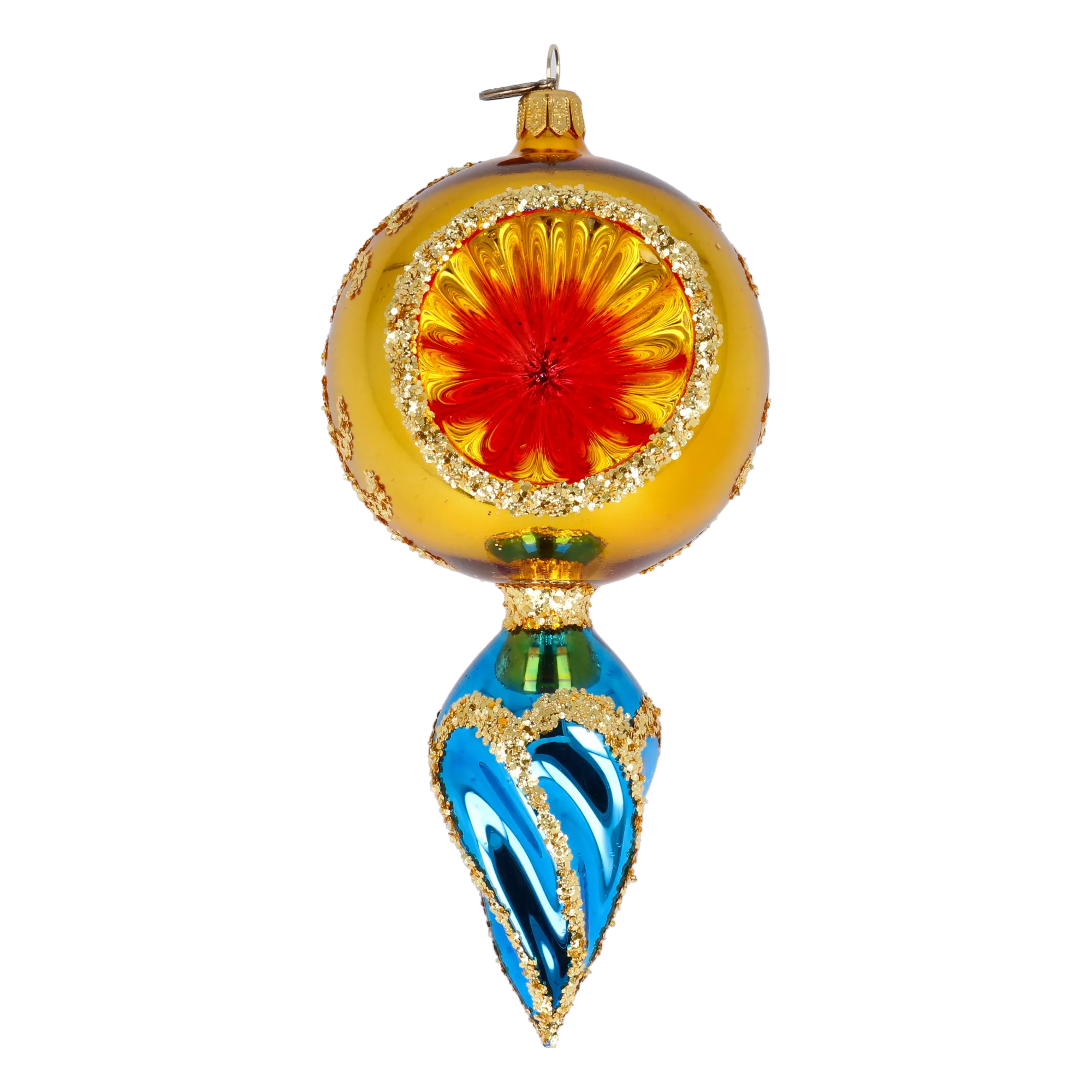 Golden Sapphire Retro Glass Reflector Ornament Handmade Glass Christmas ornament 2022-319