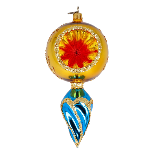Golden Sapphire Retro Glass Reflector Ornament Handmade Glass Christmas ornament 2022-319