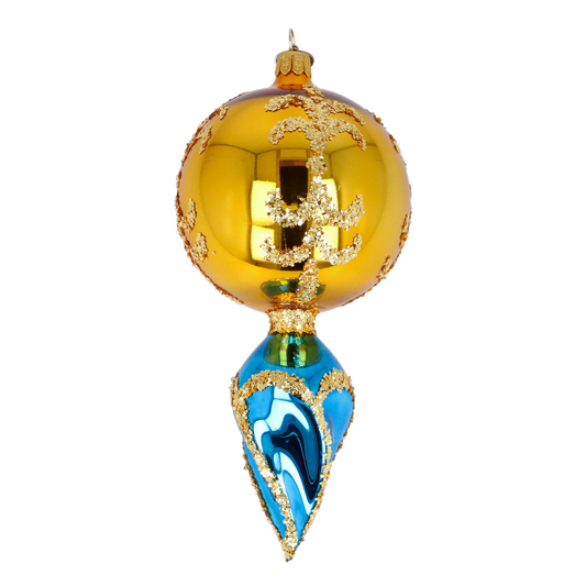 Golden Sapphire Retro Glass Reflector Ornament Handmade Glass Christmas ornament 2022-319