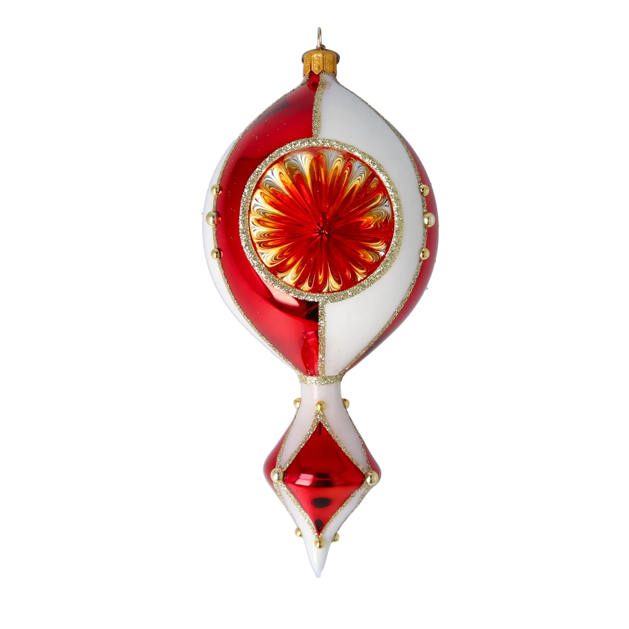 Crimson Sunburst Reflector Premium christmas glass ornament 2022-324