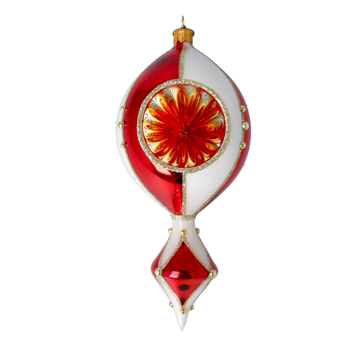 Crimson Solar Meridian | Hand-Painted Glass Ornament | Blubom 2022-324