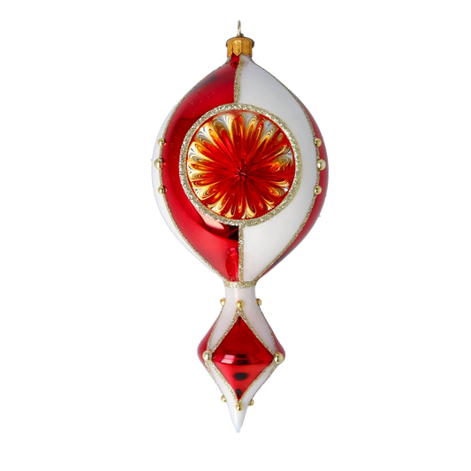 Crimson Sunburst Reflector Premium christmas glass ornament 2022-324