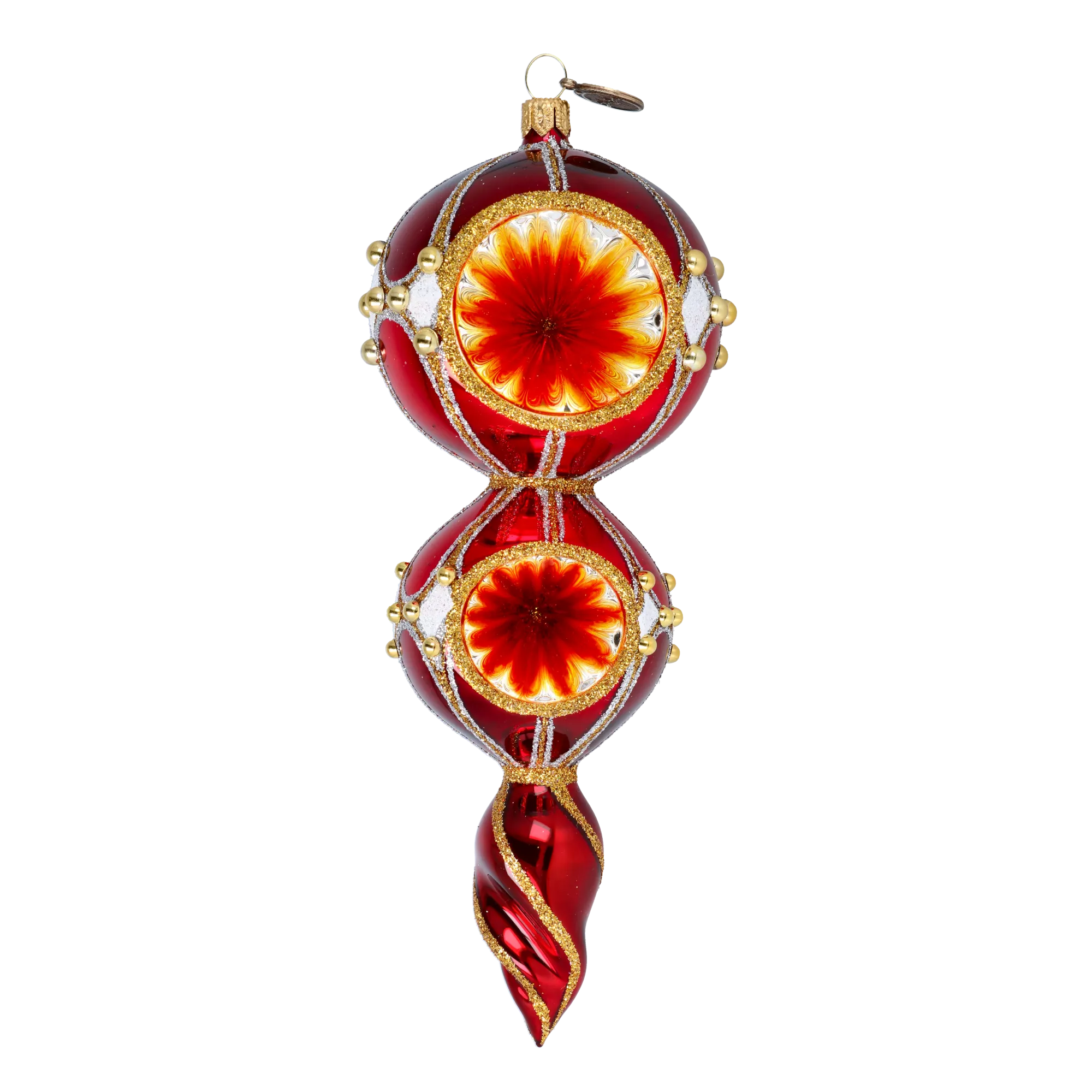 Ruby Sunburst Reflector Drop Premium christmas glass ornament 2022-327