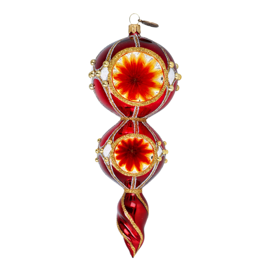 Ruby Sunburst Reflector Drop Premium christmas glass ornament 2022-327