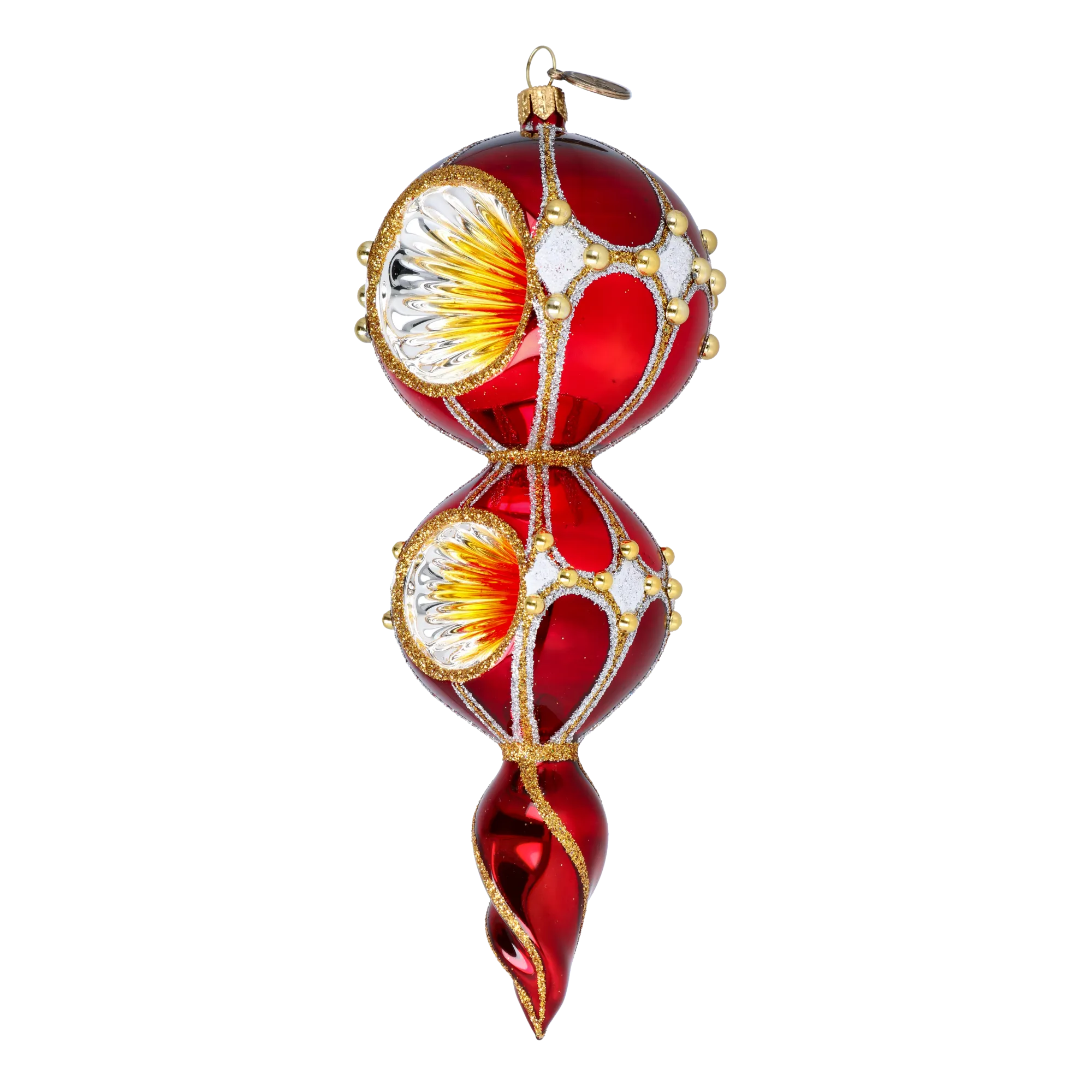 Ruby Sunburst Reflector Drop Premium christmas glass ornament 2022-327