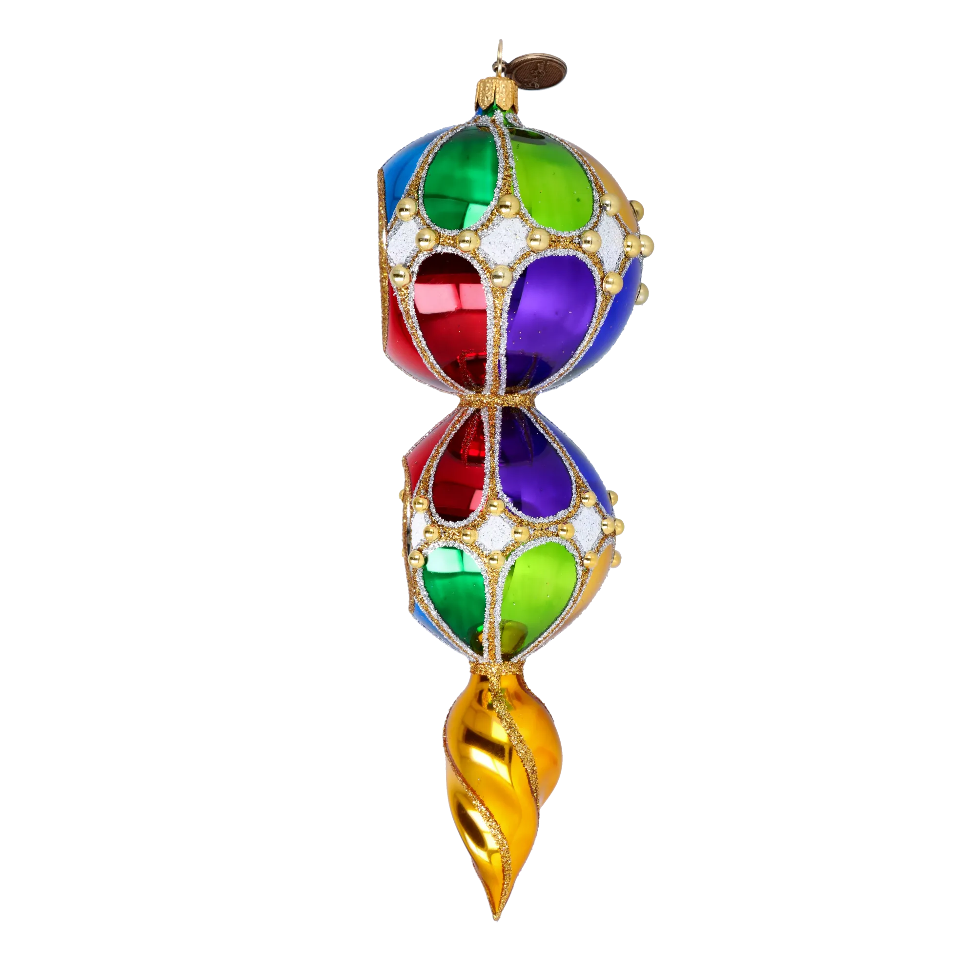 Harlequin Glow Handmade Glass Christmas ornament Retro Glass Reflector Ornament 2022-333