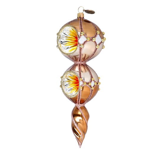 Golden Amber Handmade Glass Christmas ornament Retro Glass Reflector Ornament 2022-334