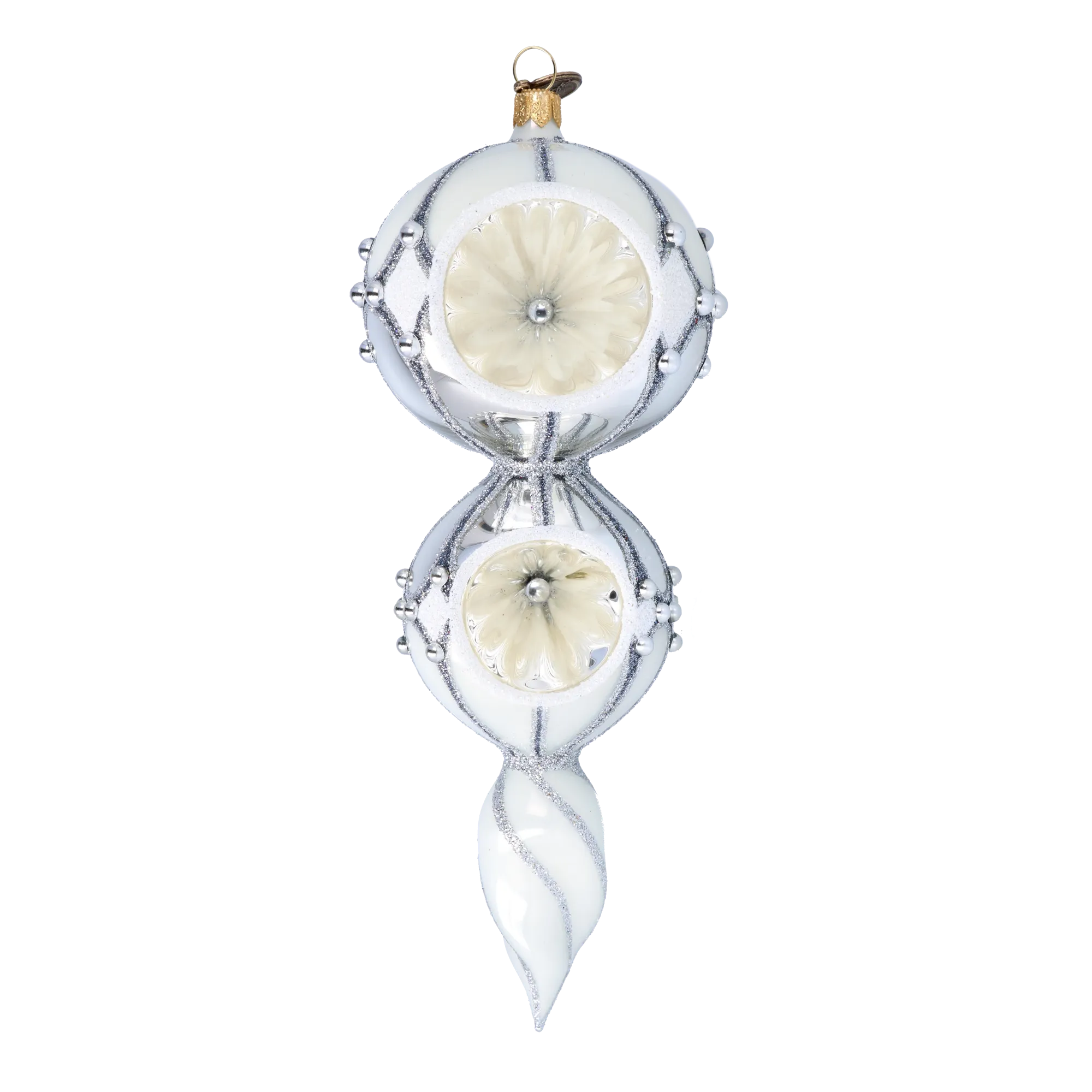 Silvered Stillness | Hand-Painted Glass Ornament | Blubom 2022-335