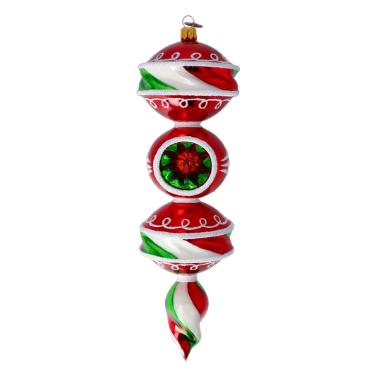 Holiday Swirl Delight Handmade Glass Christmas ornament 2022-337