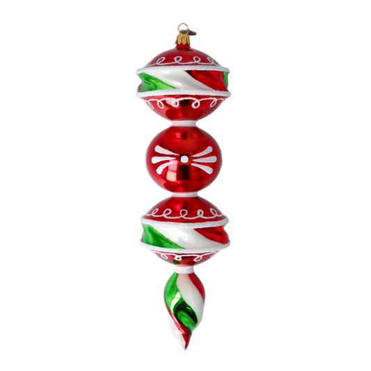 Holiday Swirl Delight Handmade Glass Christmas ornament 2022-337