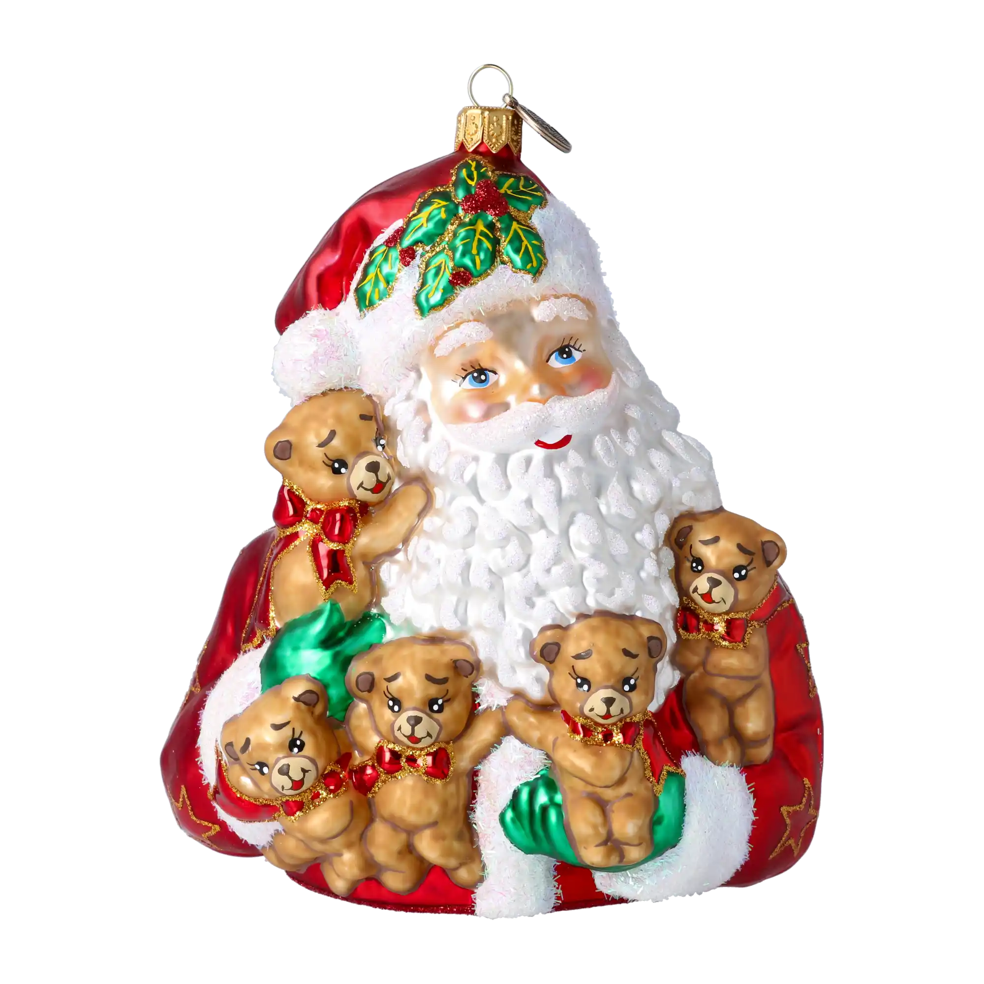 Mikołaj Z Misiami Szklana Ozdoba