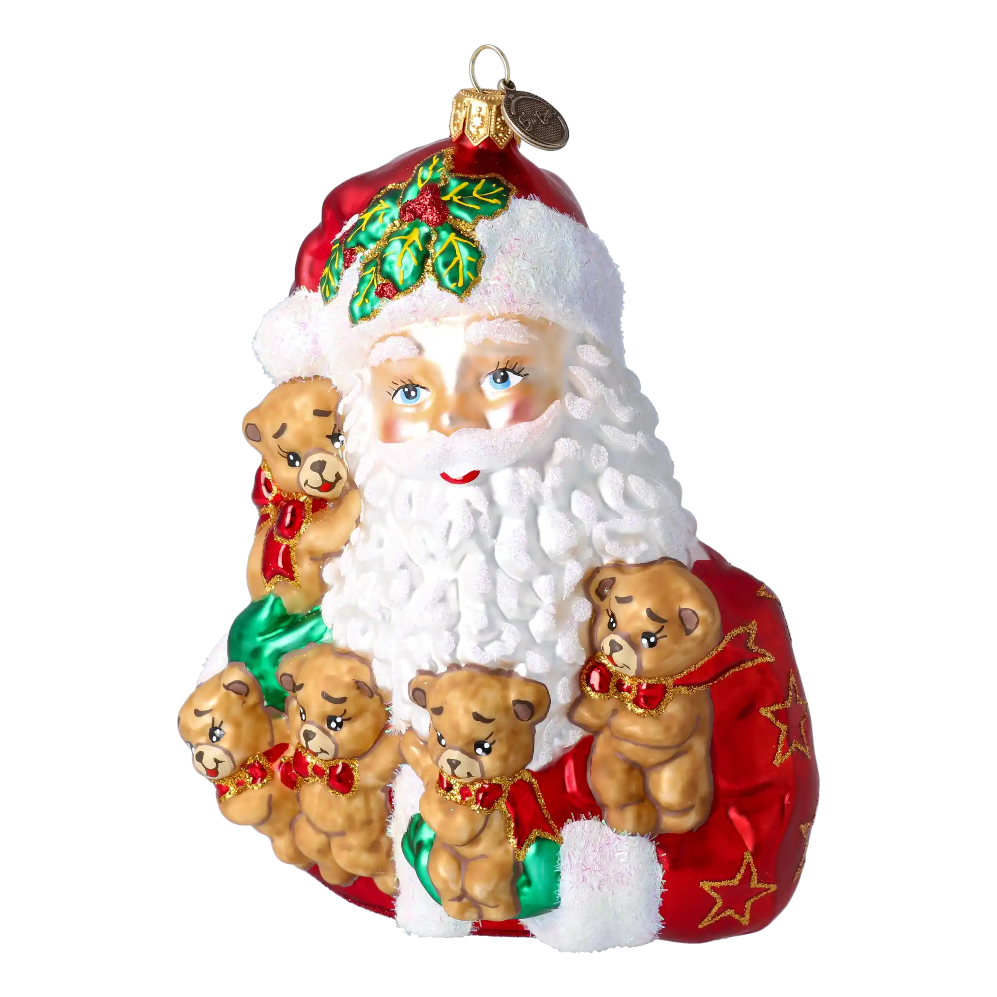 Mikołaj Z Misiami Szklana Ozdoba
