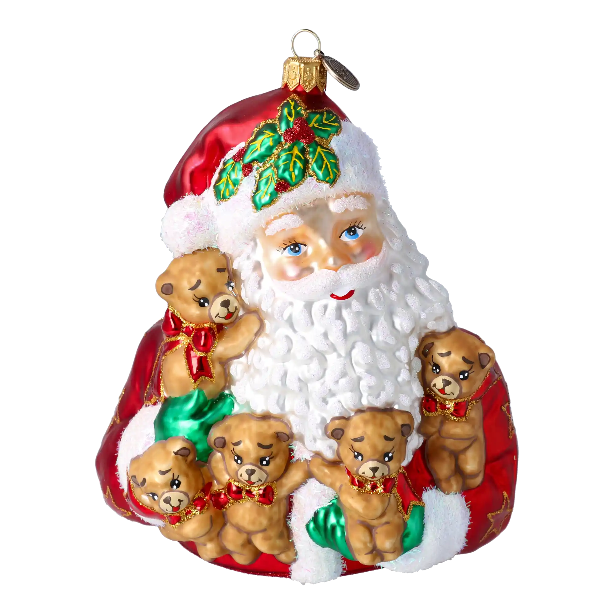 Mikołaj Z Misiami Szklana Ozdoba