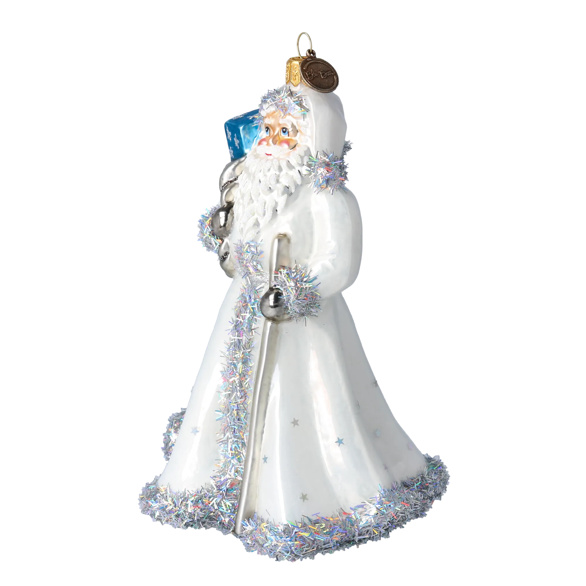 Silver Starlight Santa Claus Premium christmas glass ornament 2022-364