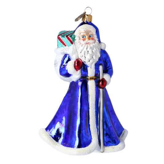 Sapphire Blue Santa Claus Premium christmas glass ornament 2022-365
