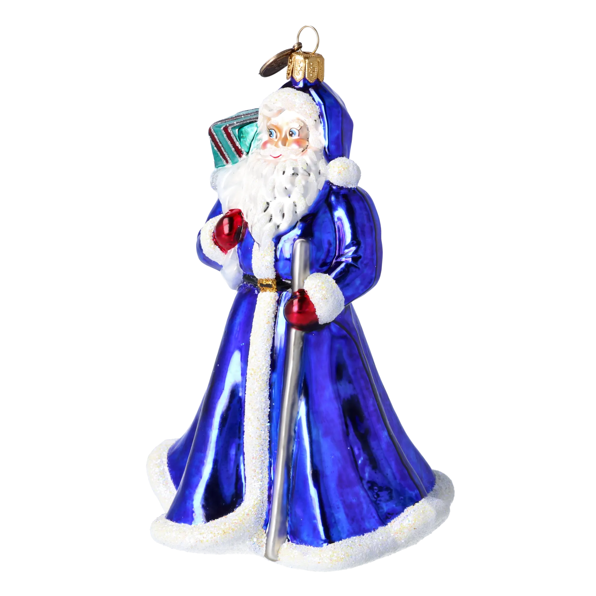 Sapphire Blue Santa Claus Premium christmas glass ornament 2022-365